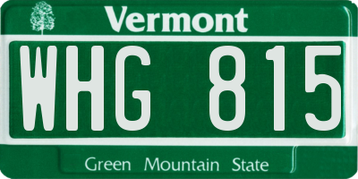 VT license plate WHG815
