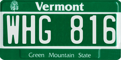 VT license plate WHG816