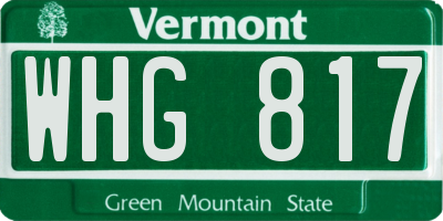 VT license plate WHG817