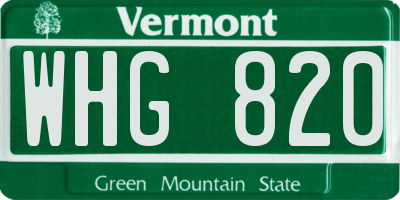 VT license plate WHG820