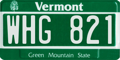VT license plate WHG821