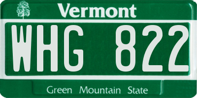 VT license plate WHG822