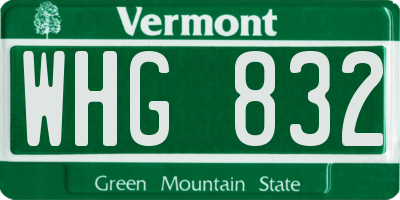VT license plate WHG832