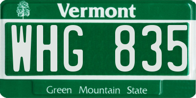 VT license plate WHG835