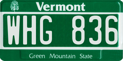VT license plate WHG836