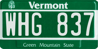 VT license plate WHG837