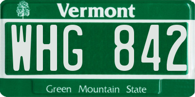 VT license plate WHG842