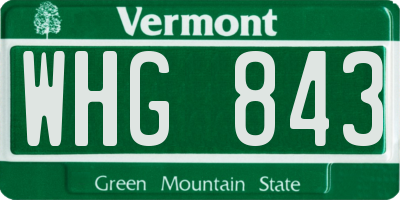 VT license plate WHG843