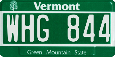 VT license plate WHG844