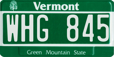 VT license plate WHG845