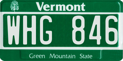 VT license plate WHG846