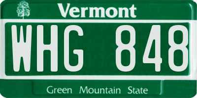VT license plate WHG848