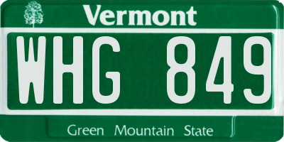 VT license plate WHG849