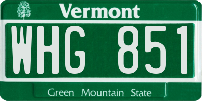 VT license plate WHG851