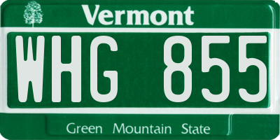 VT license plate WHG855