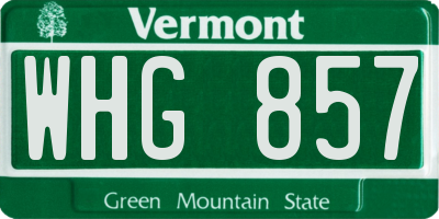 VT license plate WHG857