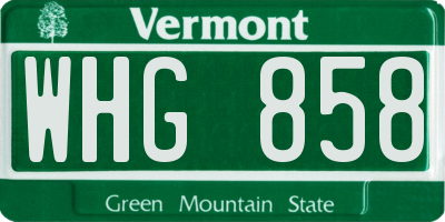 VT license plate WHG858