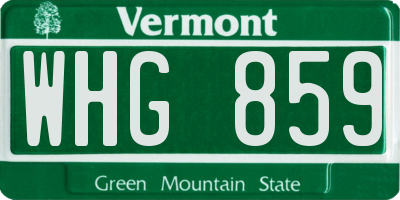 VT license plate WHG859