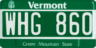 VT license plate WHG860