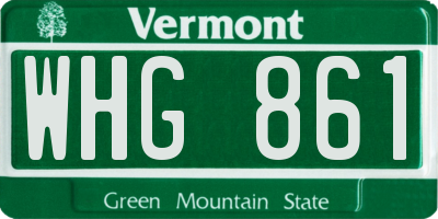 VT license plate WHG861
