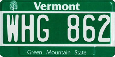 VT license plate WHG862
