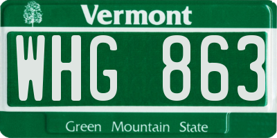 VT license plate WHG863
