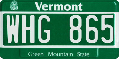 VT license plate WHG865