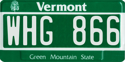 VT license plate WHG866