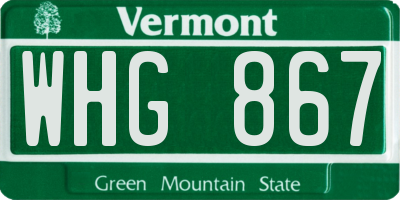 VT license plate WHG867