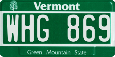 VT license plate WHG869
