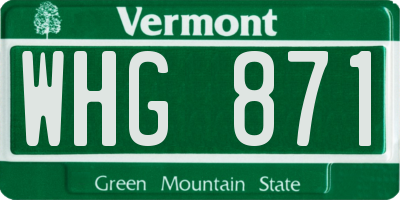 VT license plate WHG871