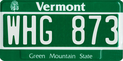 VT license plate WHG873