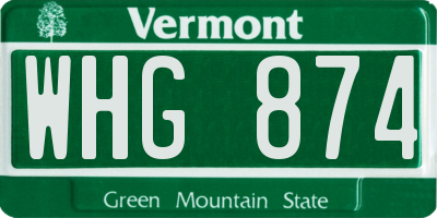 VT license plate WHG874