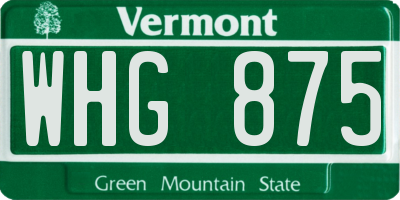 VT license plate WHG875