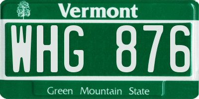 VT license plate WHG876