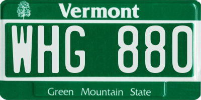 VT license plate WHG880