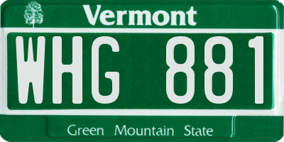 VT license plate WHG881