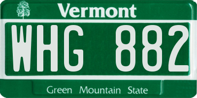 VT license plate WHG882