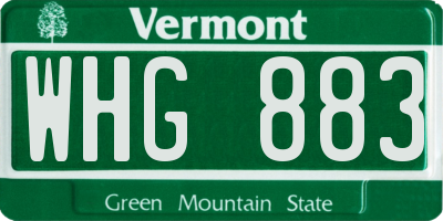 VT license plate WHG883