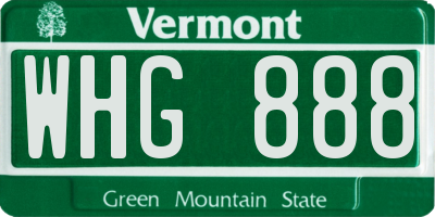 VT license plate WHG888