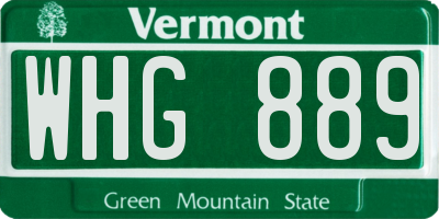 VT license plate WHG889