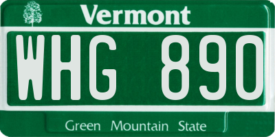 VT license plate WHG890