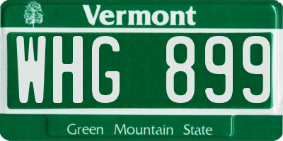 VT license plate WHG899