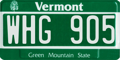 VT license plate WHG905