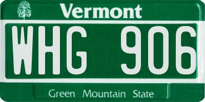 VT license plate WHG906