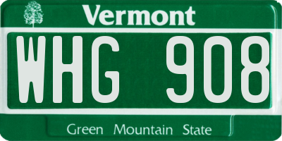 VT license plate WHG908