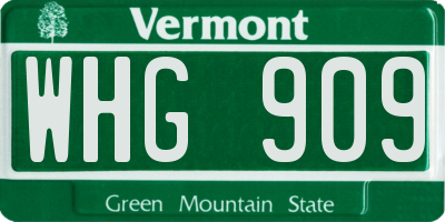 VT license plate WHG909