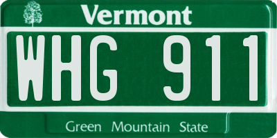VT license plate WHG911