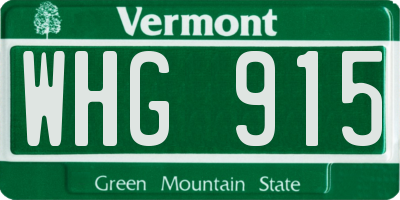 VT license plate WHG915