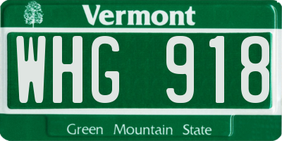 VT license plate WHG918